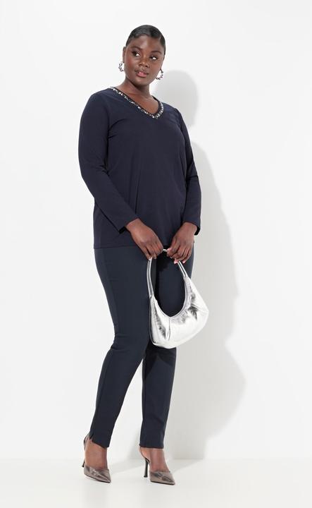 Immagine prodotto Ulla Popken Pantaloni modello Sienna in bengalina molto elastica con taglio aderente e cintura elastica (46)