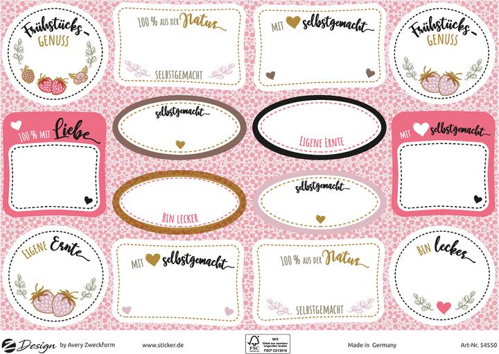 Actual product image Avery Motif Sticker A5 KITCHEN Homemade with Heart