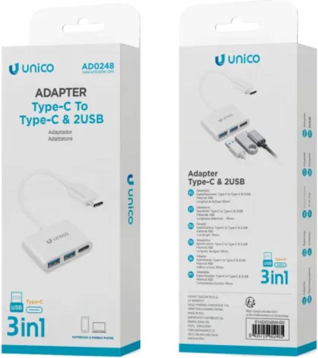 Produktbild Unico ADAPTADOR TIPO(C) A 2 USB(A) Y USB TIPO(C) (USB-C)