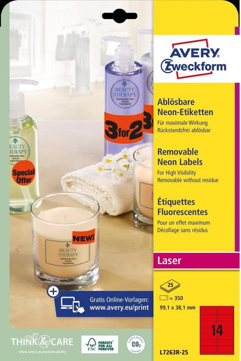 Actual product image Avery Neon labels