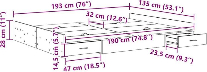 Actual product image vidaXL Moderner Bettrahmen (135 x 190 cm)