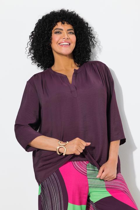 Immagine prodotto Ulla Popken Blusa dal taglio oversize con scollo a tunica e maniche a 3/4 (42, 44)