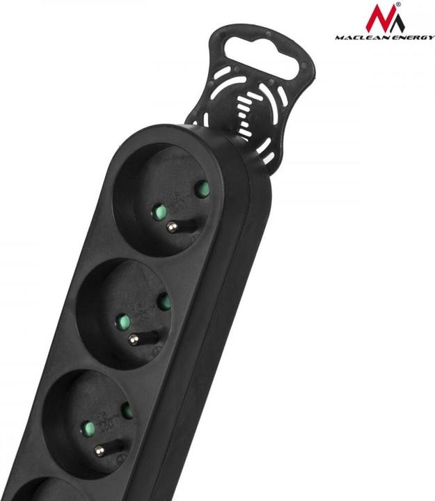 Actual product image Maclean MCE184 power extension 5 AC outlet(s) Indoor Black (5x, CEE 7/5, 3 m)