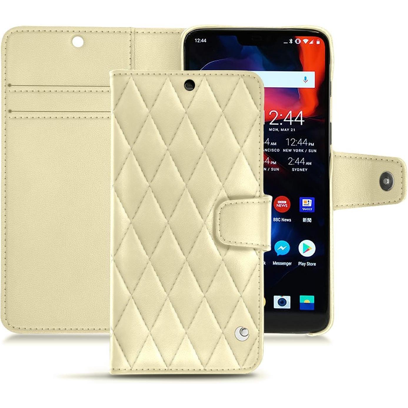 Noreve Lederschutzhülle Wallet (OnePlus 6), Smartphone Hülle, Beige