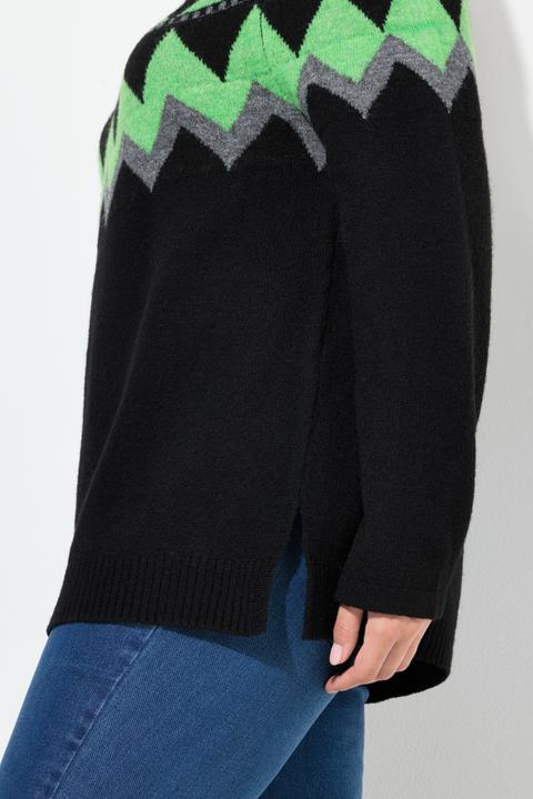 Produktbild Ulla Popken Pullover, Norwegermuster, Rollkragen, Langarm (58)