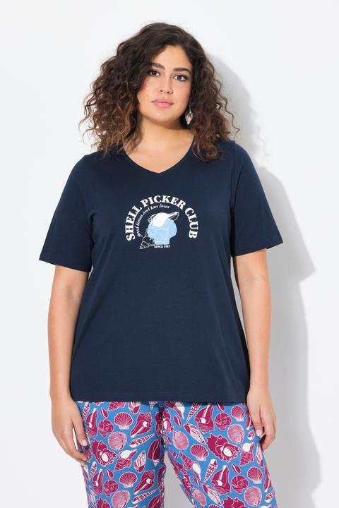 Image du produit Ulla Popken T-shirt, motif coquillages. Col V et manches courtes. Coupe Classic (54)