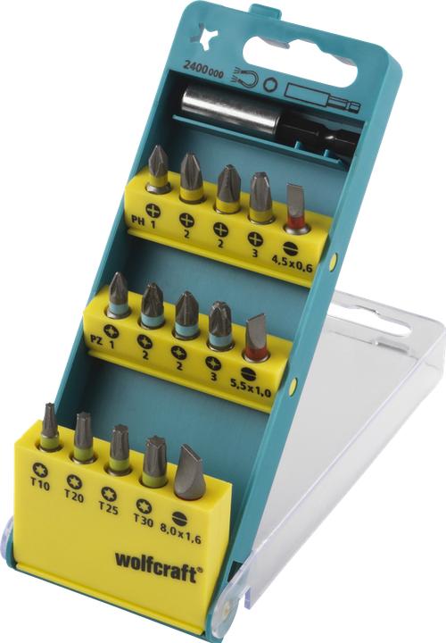 Produktbild wolfcraft 1 Bit-Box Solid 16-tlg. SL, PH, PZ, T (Schraubschlitz)