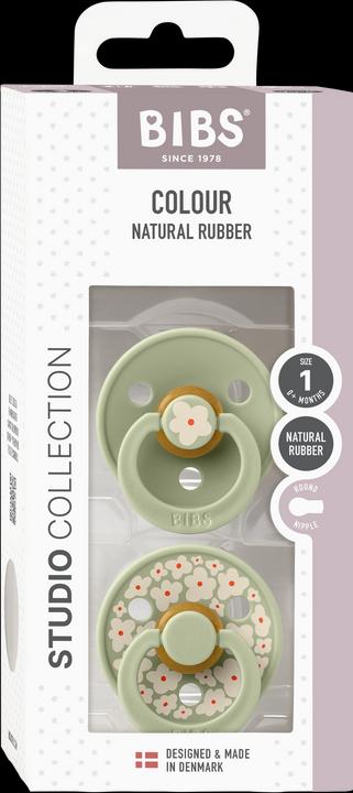 Produktbild Bibs Studio Nuggi Colour 2 PACK Latex Round 0-6m Jasmine Ivory Mix (2 x, bis 6 Monate)