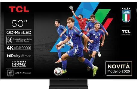 Immagine prodotto TCL Serie C7K Smart TV QD-MiniLED 4K 50" 50C7K, audio Onkyo 2.0, Dolby Vision IQ & Atmos, Google TV (50", Mini-LED, 4K, 2025)