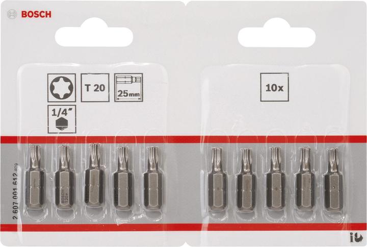 Produktbild Bosch Professional Zubehör Schrauberbit Extra-Hart T20, 25 mm, 10er-Pack (Innensechsrund TX)
