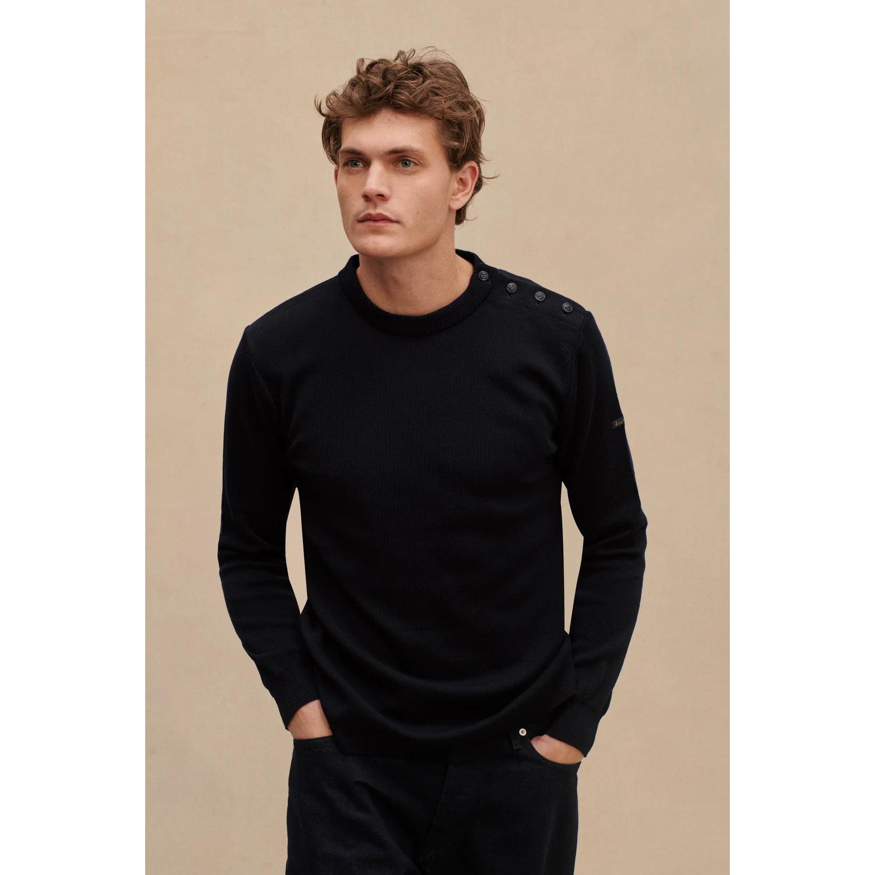 Thumbnail - Le Minor, Herren, Pullover, rundhals pullover aus erino-wolle le inor, Blau, (M)