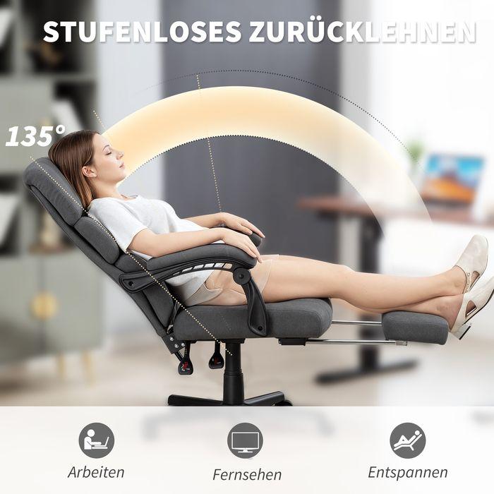 Produktbild Swisshandel24 Gepolsterter Bürostuhl mit Samt-Optik, höhenverstellbar, rollbar, Grau (43.50 - 53.50 cm)