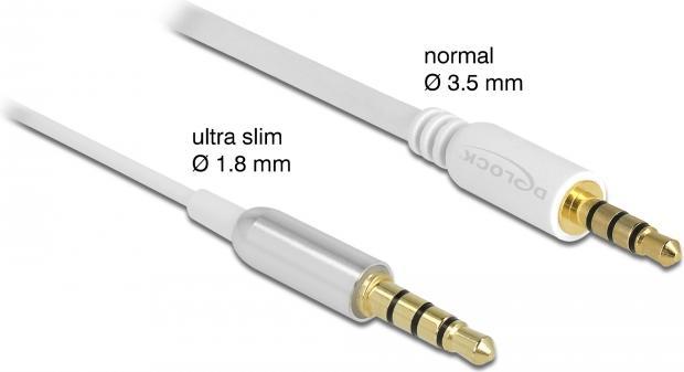 Productafbeelding Delock Audio-verlengkabel jack 3,5 mm 4-pins male naar female Ultra Slim 0,5 m wit (0.50 m, Uitbreiding)