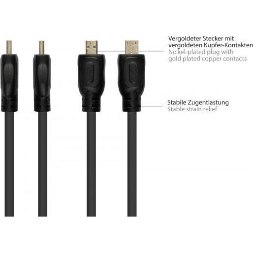 Thumbnail - Good Connections Anschlusskabel HDMI 2.0b, Stecker (Typ A) an Mirco Stecker (Typ D), 4K / UHD @60Hz, 18 Gbit/s, vergo (0...