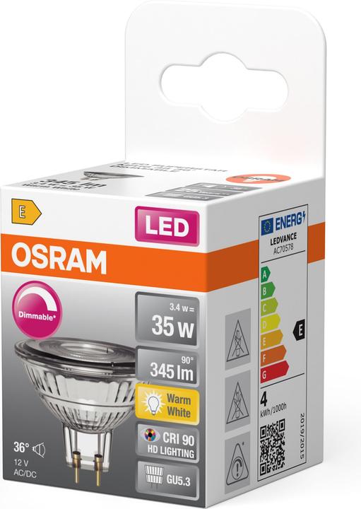 Actual product image Osram LED Leuchtmittel LED SUPERSTAR MR16 12 V 3.4W 927 GU5.3 Dimmbar Warm weiss 4099854457012 (GU5.3, 345 lm, 1x)