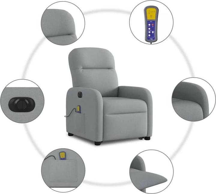 Produktbild VidaXL Elektrischer Massagesessel mit Aufstehhilfe Hellgrau Stoff