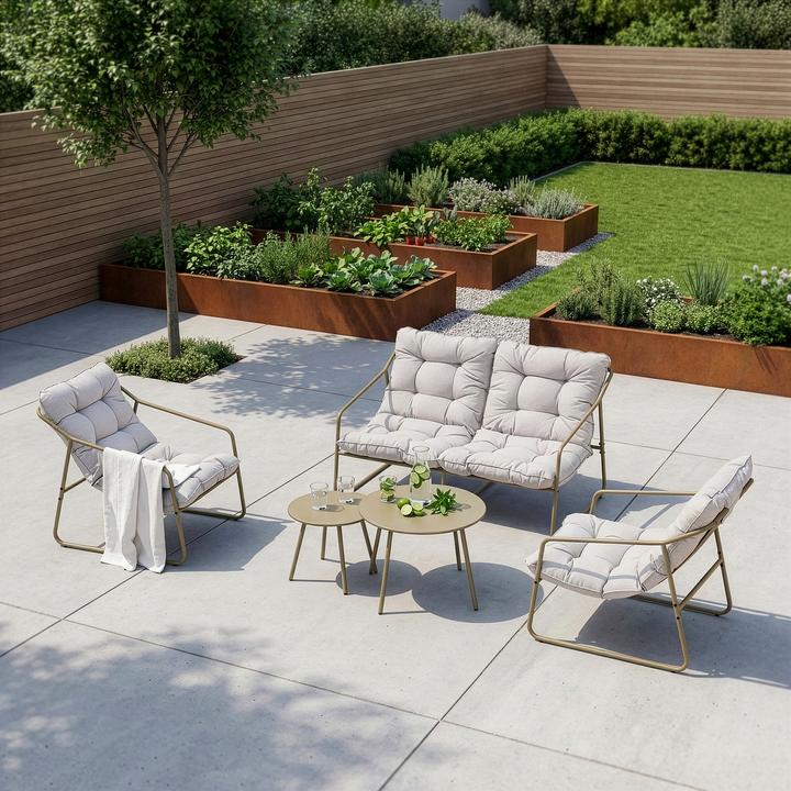Actual product image En.Casa Gartenmöbelset Kivanta 5-tlg. Beige