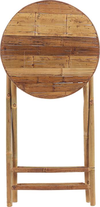 Actual product image Beliani Balcony set bamboo wood light brown cushions cream white foldable SAVALLETRI