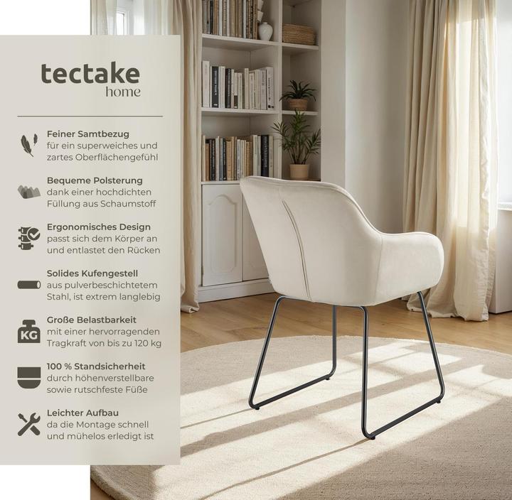 Actual product image tectake Dining chair Jeane, velvet look, cantilever frame