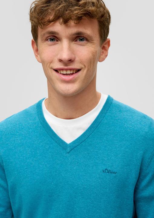 Produktbild s.Oliver Strickpullover Strickpullover mit Logo-Stickerei (3XL)