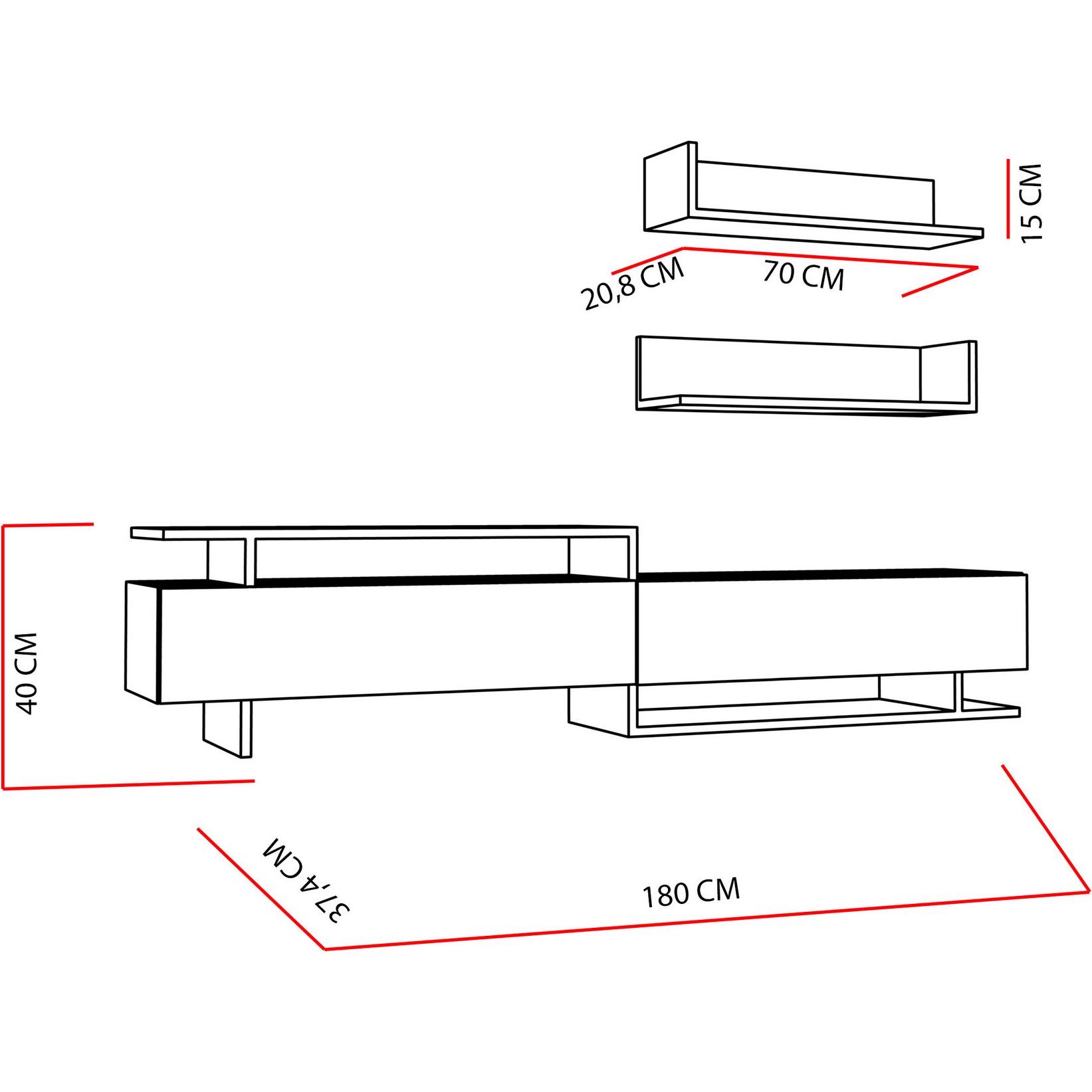 Thumbnail - Hanah Home, TV Möbel, Damir (180 x 37 x 40 cm)