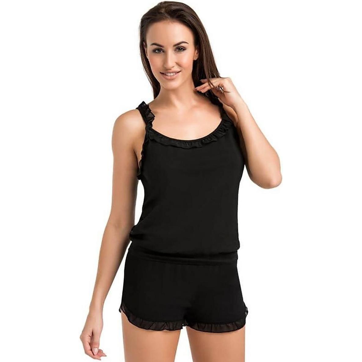 Teyli, Damen, Pyjama, Shorts, Schwarz, (M)