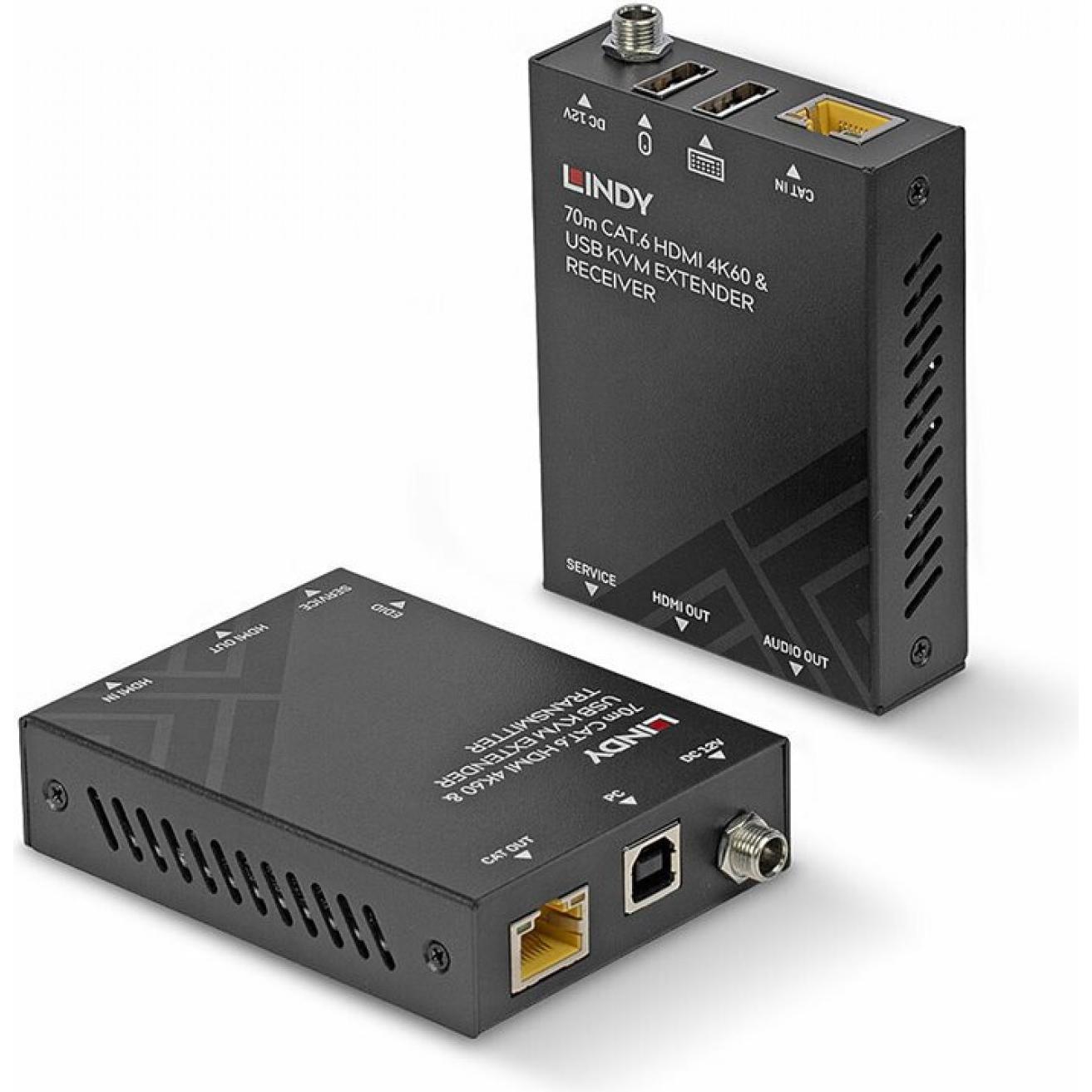 Thumbnail - Lindy 70m Cat.6 HDMI 4K60, USB & Audio KVM Extender, KVM Switch, Schwarz