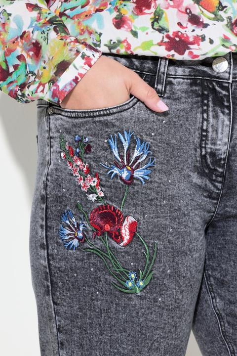 Image du produit Miamoda Jeans, Loose Fit, Blumen-Stickerei, 5-Pocket (52)