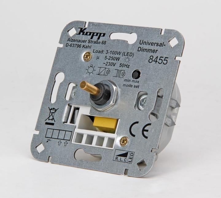 Produktbild Kopp Universal Druckwechsel-Dimmer Sockel mit Nebenstellenanschluss.