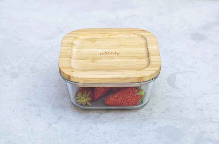 Produktbild Pebbly Vorratsglas mit Bambusdeckel, rechteckig, 13x13x6 cm (0.52 l)