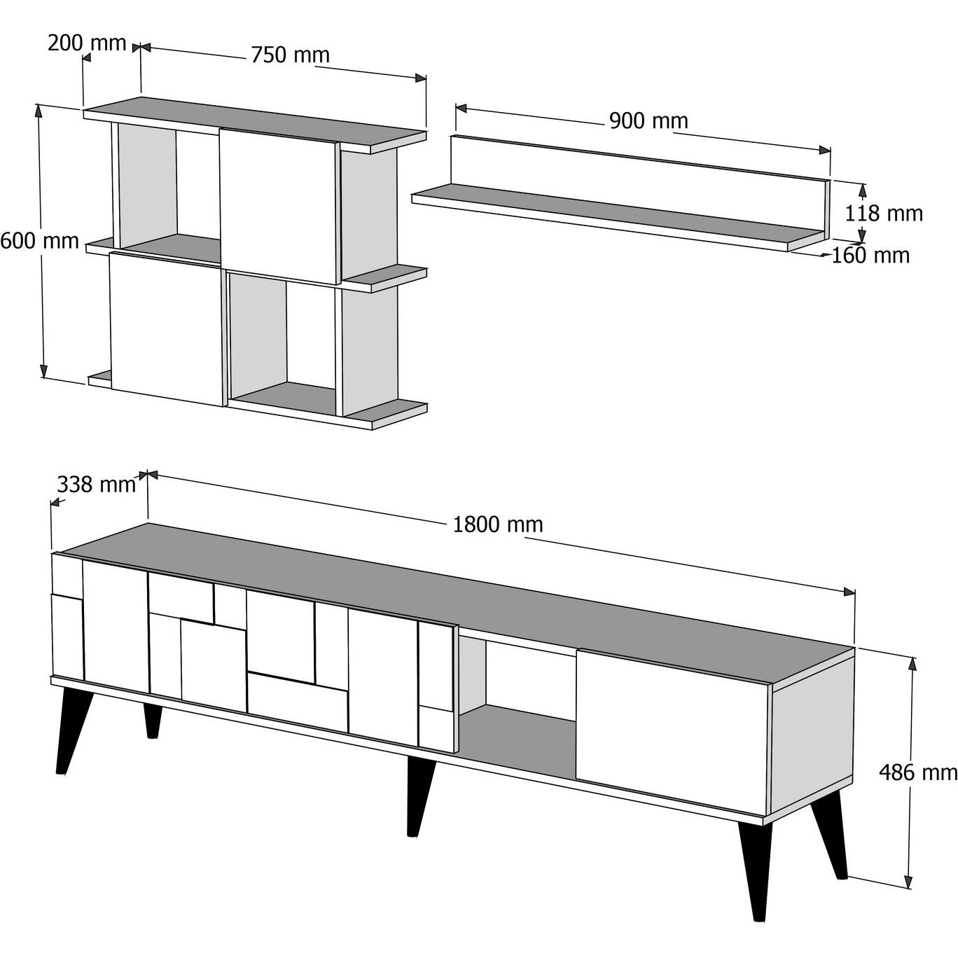 Thumbnail - Hanah Home, TV Möbel, Rylee (180 x 33 x 48.5 cm)