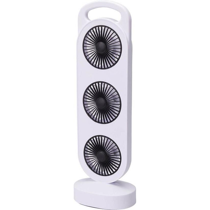 Tector Rechargeable desktop fan white and black, 3 speeds, 36,5 x 12 x 8,3 cm, Ventilatore, Bianco, Nero