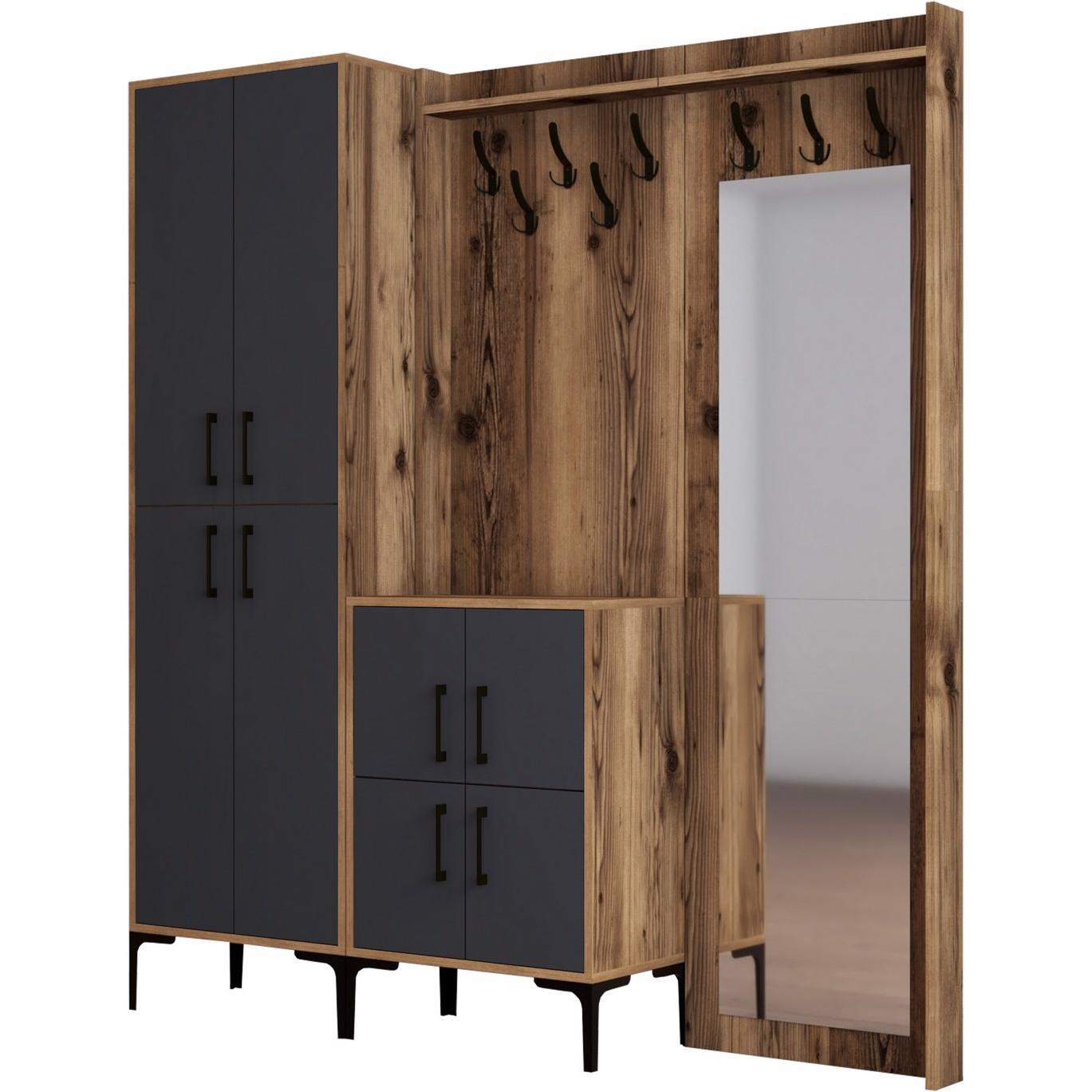 Hanah Home Braun Garderobe + Kleiderstange, Travis