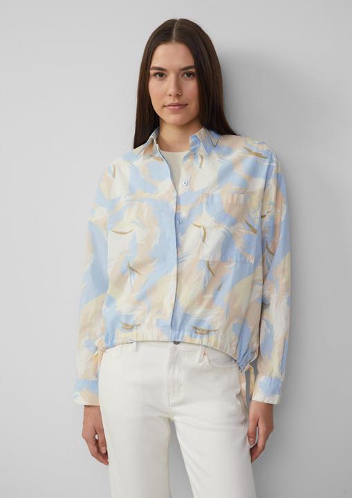 Actual product image S.Oliver Bluse Gemusterte Hemdbluse mit Tunnelzug am Saum (46)