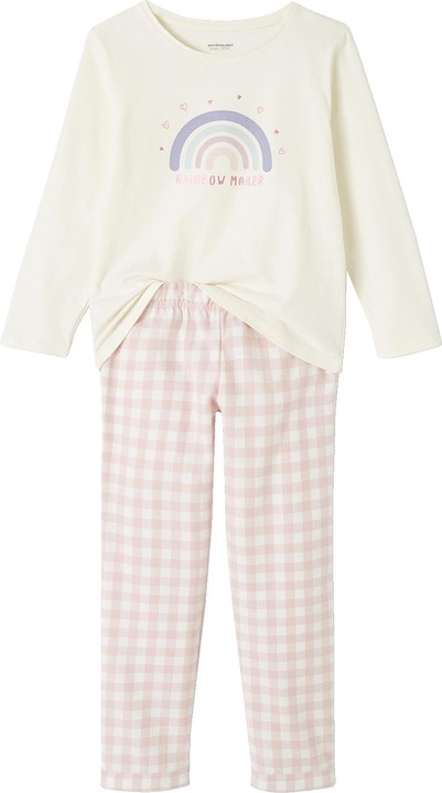 Produktbild Vertbaudet Mädchen Schlafanzug mit Flanellhose, Regenbogen (116)