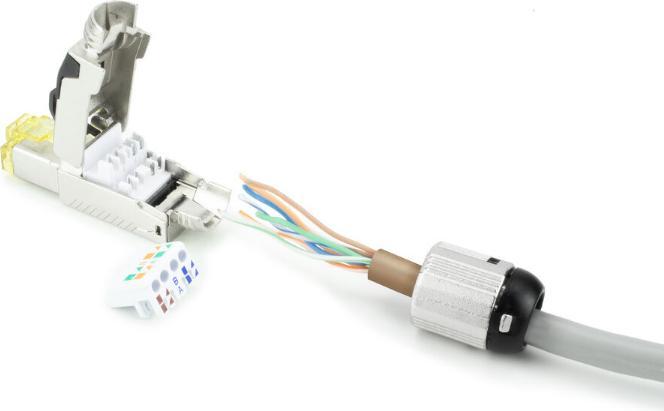 Actual product image ACT Field termination plug RJ45 CAT6A shielded, toolless, 4PPoE 100W
