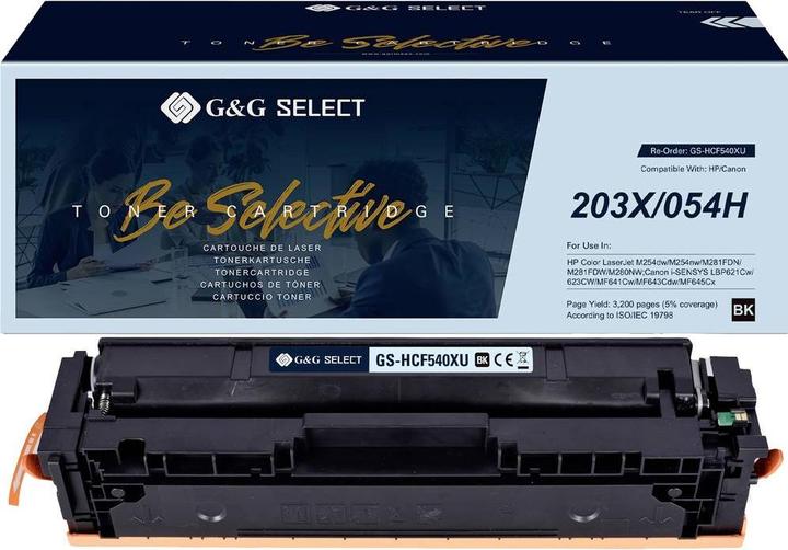 G&G Toner de remplacement HP 203X Compatible noir CF540X/Cartridge 054H Black GS-HC