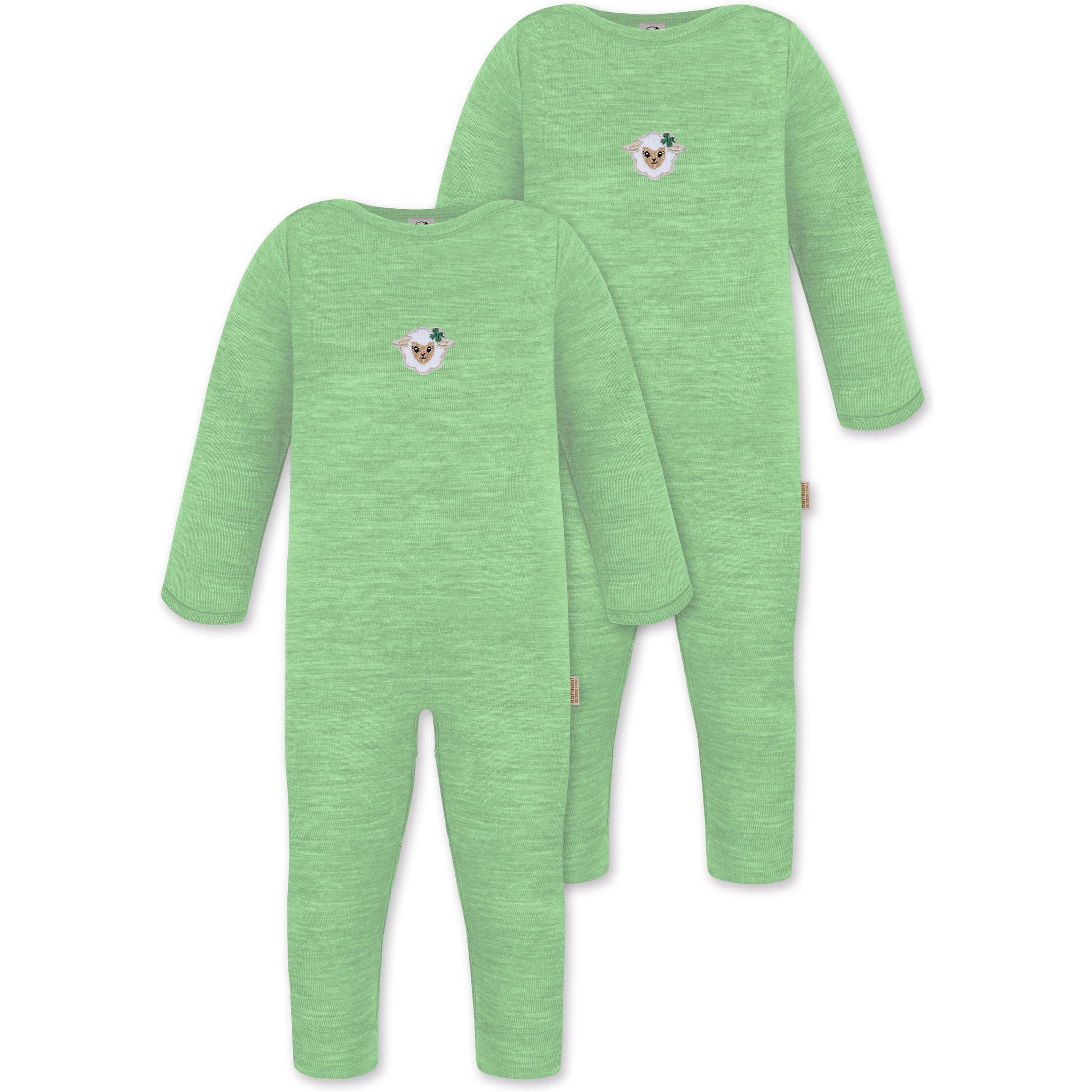 Normani, Herren, Strampler, 2er Pack Baby Merino Strampler „Tangoio" - 9593, Grün, (92)