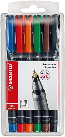 Produktbild STABILO OHPen universal Folienstift permanent (Grün, Rot, Blau, Braun, Schwarz, Orange, 0.40 mm, 6 x)