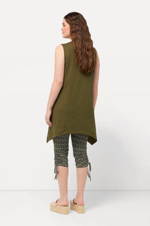 Immagine prodotto Ulla Popken Top dal taglio lungo e svasato in cotone biologico con orlo a punte e scollo a V (42, 44)