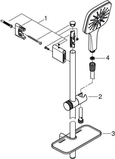 Actual product image Grohe Rainshower SmartActive 130 Cube shower bar set (3 Beam types, 9.50 l/min)
