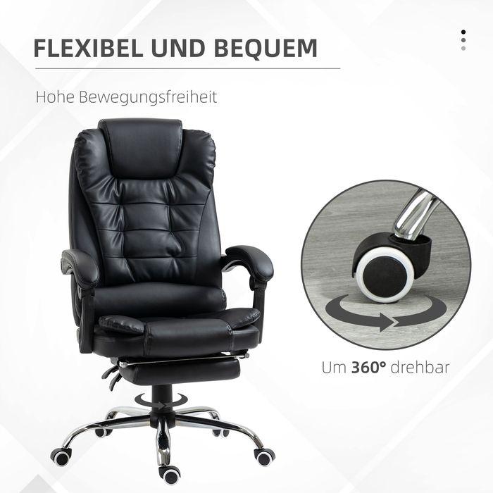 Produktbild Swisshandel24 Bürostuhl mit Fussstütze, Schreibtischstuhl, verstellbare Rückenlehne, höhenverstellbar, Schwarz