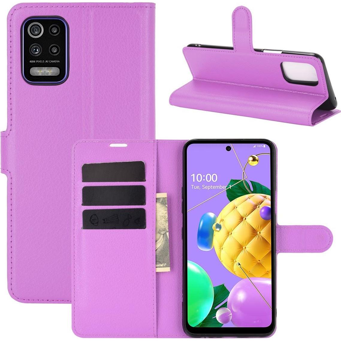 König Design Hülle Handy Schutz für LG K52 Case Flip Cover Tasche Etuis Bumper Violett Neu (LG K52), Smartphone Hülle, V...