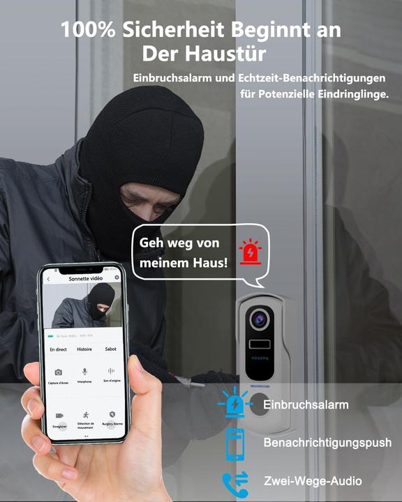 Image du produit Nicezing Video Türklingel mit Personenerkennung (Application, WiFi)