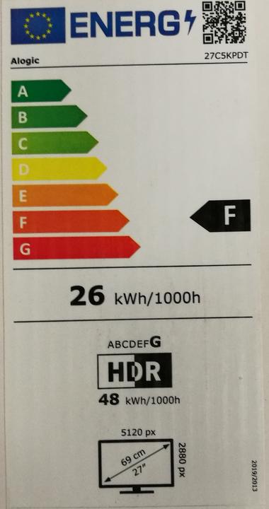 Energie-Label Alogic CLARITY 27 5K MONITOR (5120 x 2880 Pixel, 27")