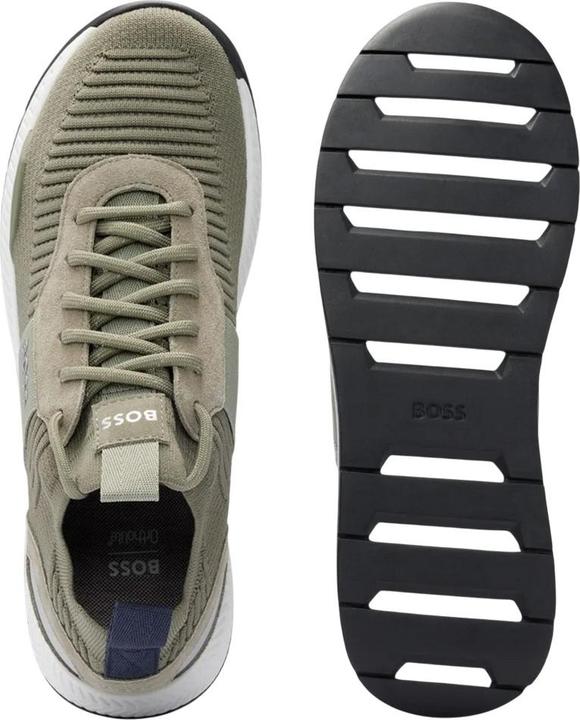 Actual product image BOSS Mens Titanium Suede Panel Running Trainers (39.5)