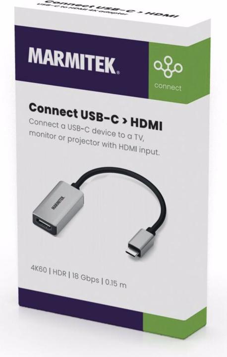 Produktbild Marmitek 08369 Videokabel-Adapter 0,15 m USB Typ-C HDMI Schwarz (USB Typ-C, HDMI, 15 cm)