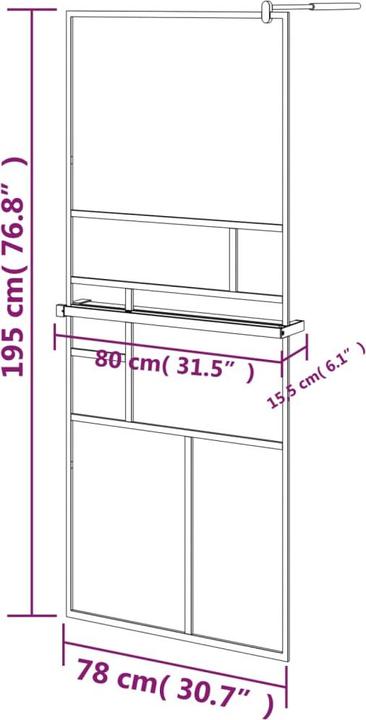 Produktbild vidaXL Duschwand (195 cm, 80 cm, 195 cm)