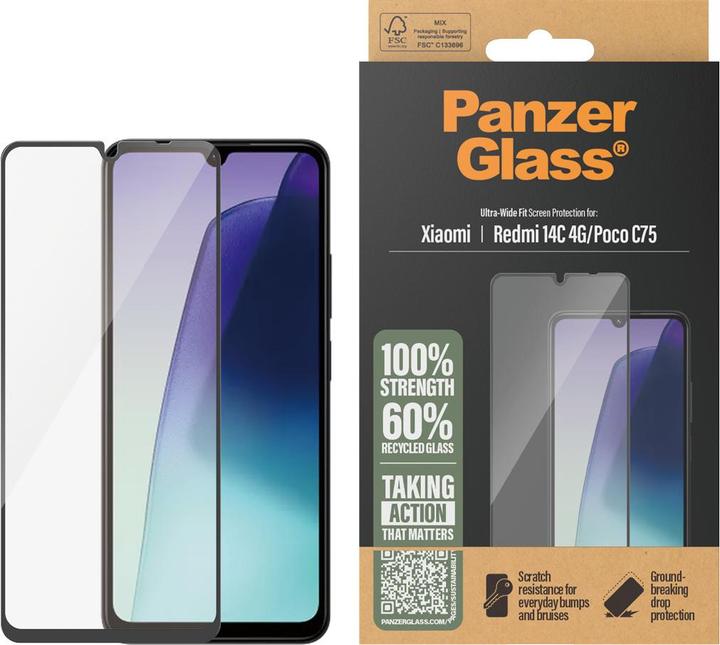 Actual product image PanzerGlass Screen Protector Xiaomi 14C 4G | Ultra-Wide Fit (1 pcs., Xiaomi Poco C75, Xiaomi Redmi 14C)