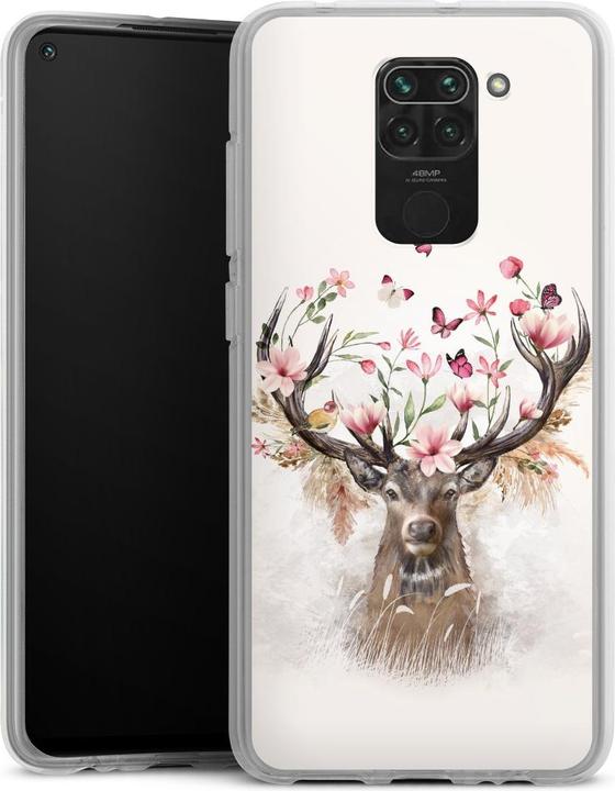 Produktbild DeinDesign Silikon Hülle für Xiaomi Redmi Note 9 Handyhülle Case Smartphone Schutzhülle Blumen Hirsch Tiere (Xiaomi Redmi Note 9)